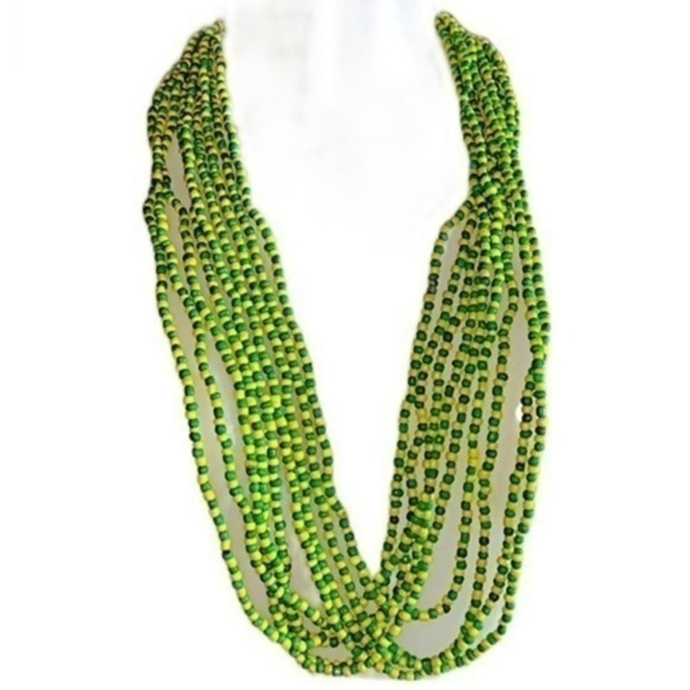 Elekes Yellow and Green Beaded Necklace